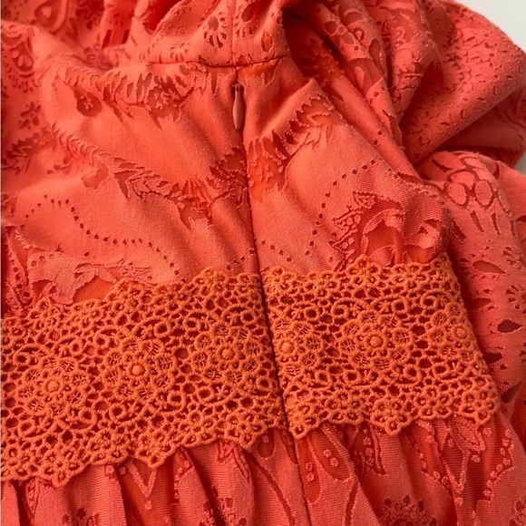 Farm Rio x Anthropologie Devore Coral Orange Lace Maxi Dress Size Small Size XS - Picture 10 of 10